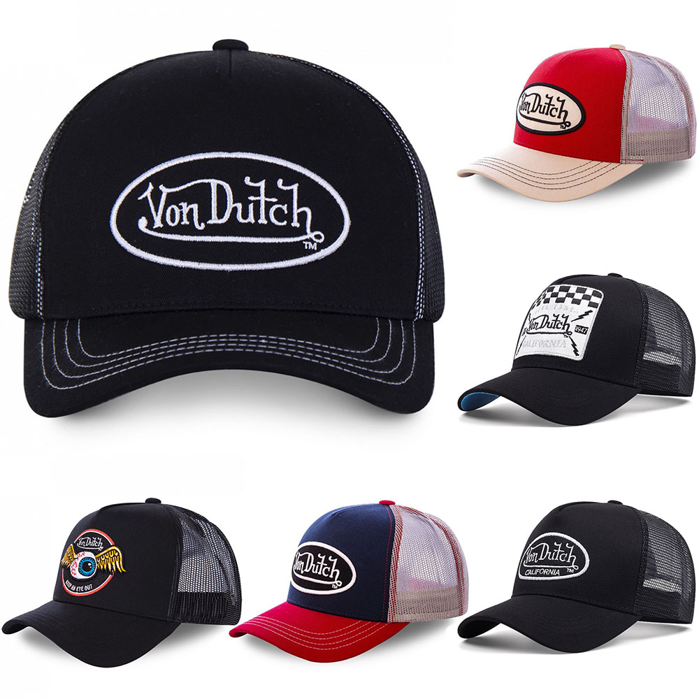 Trucker Cap Mesh - カジュアルファッション VON ベースボールキャップ 通気性のある日よけ素材 アルファベット刺繍 UVカット