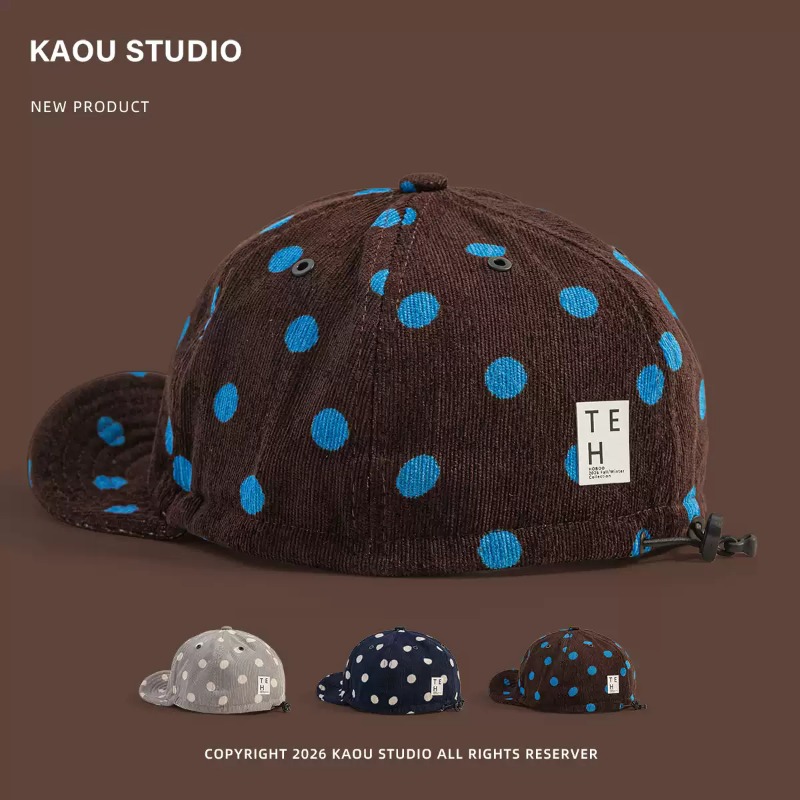 ユニセックス ドット柄 コーデュロイ製 ベースボールキャップ - Corduroy Cap 5 Panel のレビューと価格