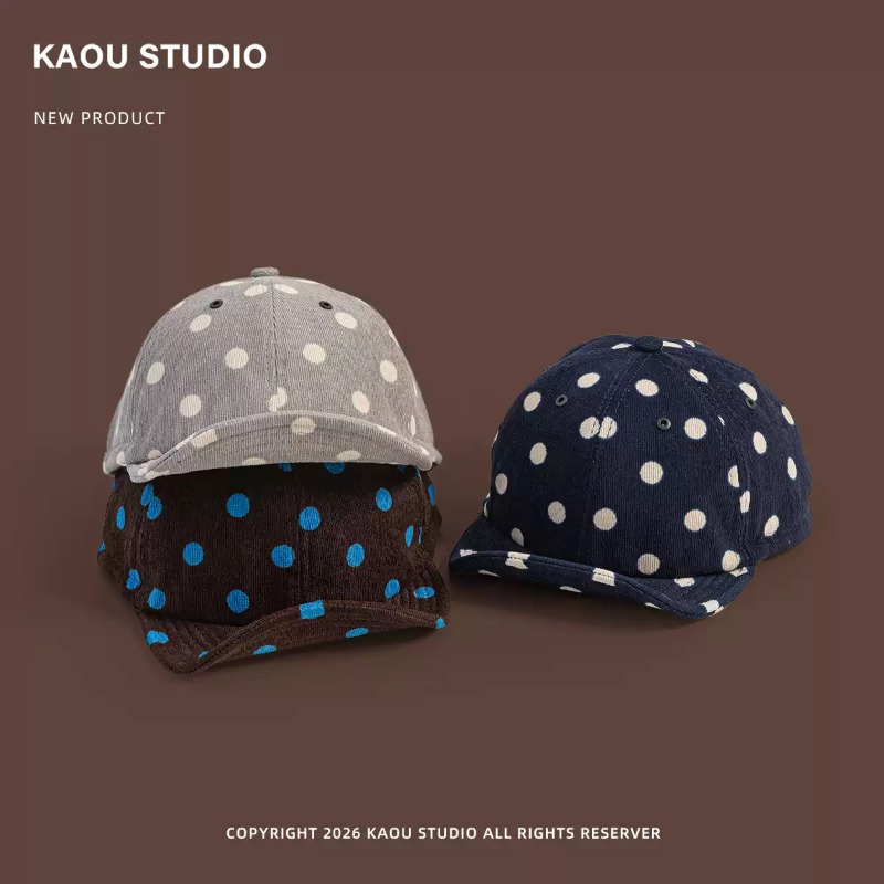 ユニセックス ドット柄 コーデュロイ製 ベースボールキャップ - Corduroy Cap 5 Panel のレビューと価格