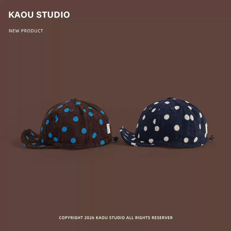ユニセックス ドット柄 コーデュロイ製 ベースボールキャップ - Corduroy Cap 5 Panel のレビューと価格